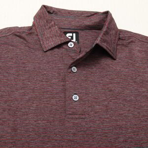 Footjoy Polo Shirt Mens Medium Red Gray Striped Forsgate Country Club Golf